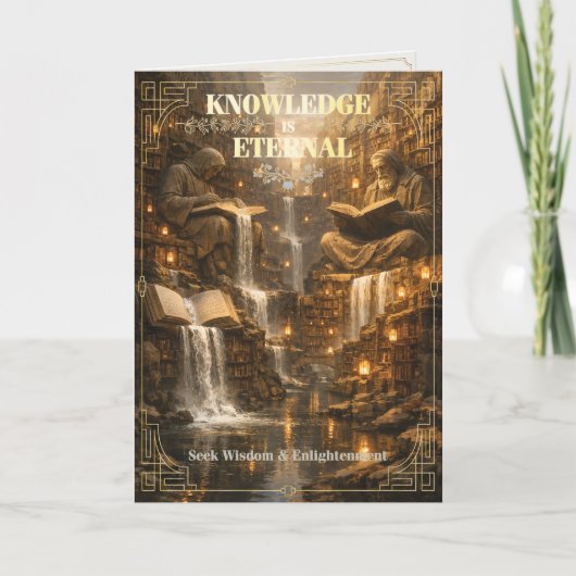 Wissen ist ewig – Wisdom Library Wasserfall Karte (Vorderseite)