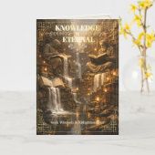 Wissen ist ewig – Wisdom Library Wasserfall Karte (Gelbe Blume)