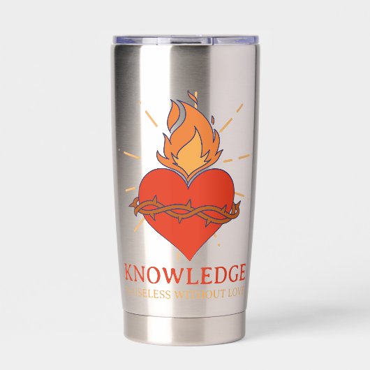 Wissen ist ohne Liebe nutzlos Thermobecher (Vorderseite)