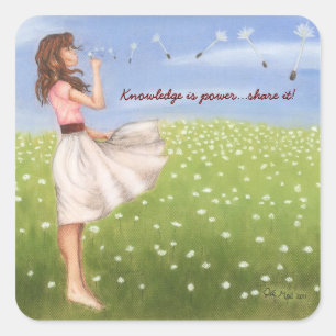 Wissen ist Power… Anteil es! Quadratischer Aufkleber
