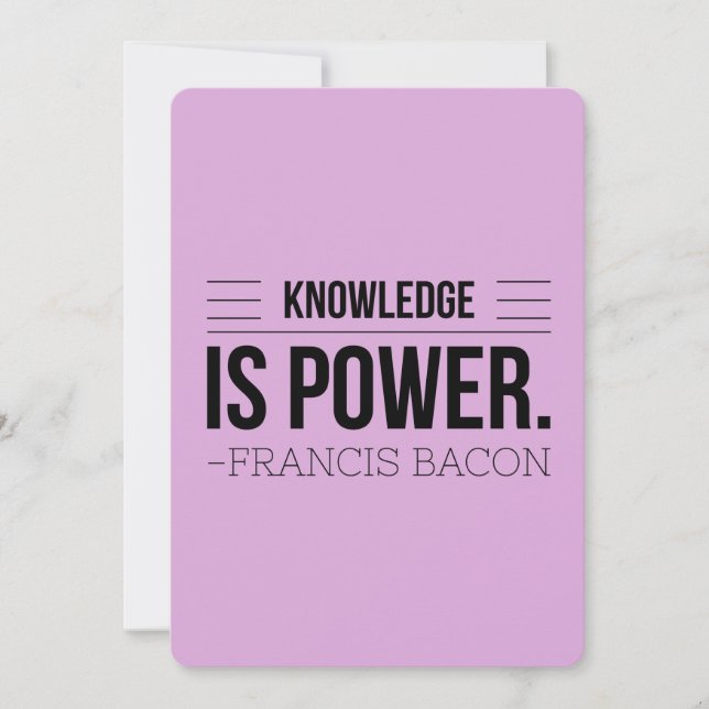 Wissen ist Power Francis Bacon Motivation Zitat (Vorderseite)