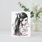 Wissen ist Power Weibliche Skizze mit rotem Lippen Postkarte (Stehend Vorderseite)