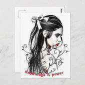 Wissen ist Power Weibliche Skizze mit rotem Lippen Postkarte (Vorne/Hinten)