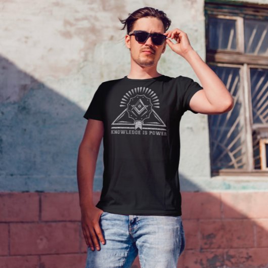 Wissen ist Power White Glitzer Geometric Design T-Shirt