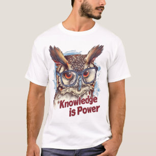 Wissen ist Power" Wise Owl Brillen Design T-Shirt