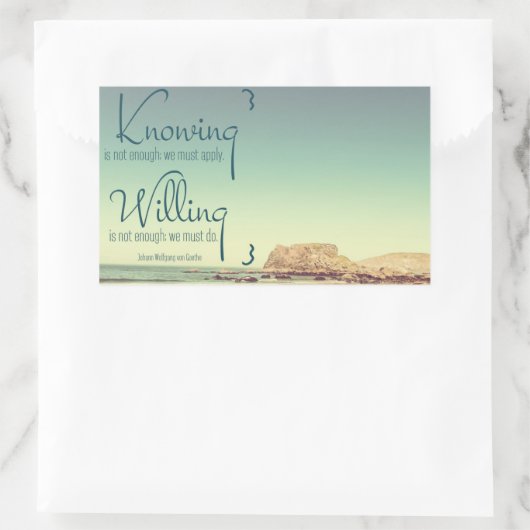 Wissen reicht nicht aus rechteckiger aufkleber (Tasche)