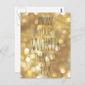 Wissen Sie Ihren Wert - Gold Bokeh Inspiration Zit Postkarte (Vorne/Hinten)