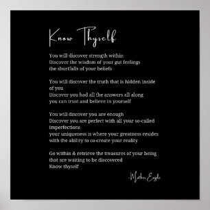 Wissen Sie sich selbst inspirierendes Gedicht Post Poster