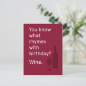 Wissen Sie was Rhymes W/Birthday? Wein Postkarte (Stehend Vorderseite)