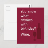Wissen Sie was Rhymes W/Birthday? Wein Postkarte (Vorne/Hinten)