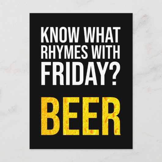 Wissen Sie, welche Rhymes mit Freitag? Bier Postkarte (Vorderseite)