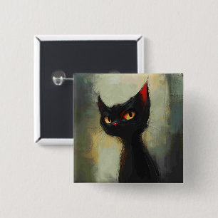 Wissende Schwarze Ninja-Katze Button