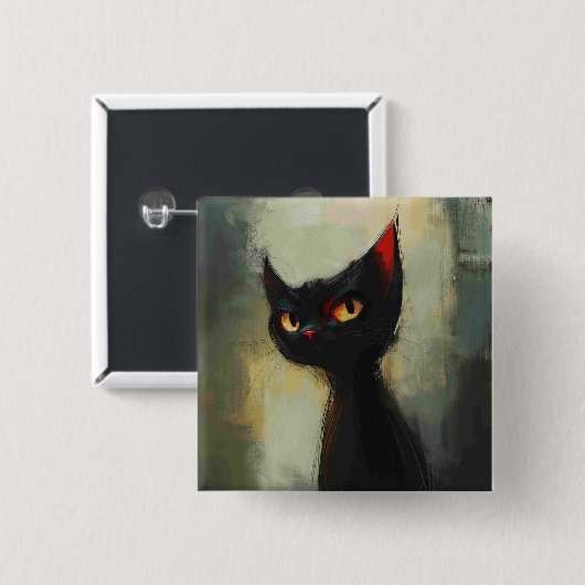 Wissende Schwarze Ninja-Katze Button (Vorne & Hinten)