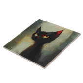 Wissende Schwarze Ninja-Katze Fliese (Seite)