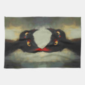 Wissende Schwarze Ninja-Katze Geschirrtuch (Horizontal)