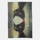 Wissende Schwarze Ninja-Katze Geschirrtuch (Vertikal)