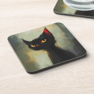 Wissende Schwarze Ninja-Katze Getränkeuntersetzer