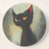 Wissende Schwarze Ninja-Katze Getränkeuntersetzer (Vorne)