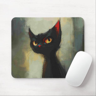 Wissende Schwarze Ninja-Katze Mousepad