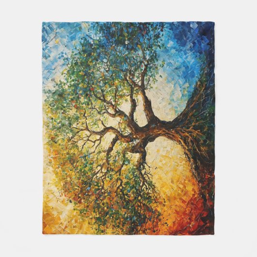 Wissensbaum - Ölgemälde Fleecedecke (Vorderseite)