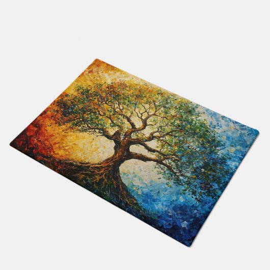 Wissensbaum - Ölgemälde Fußmatte (Schrägansicht)