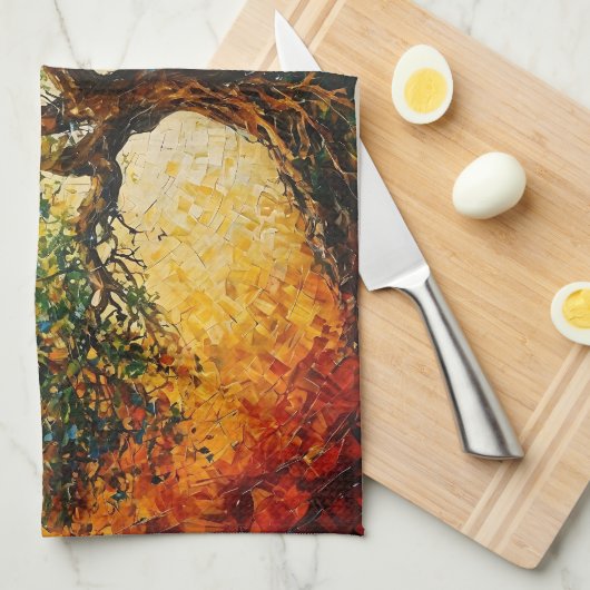 Wissensbaum - Ölgemälde Geschirrtuch (Viertel Falte)