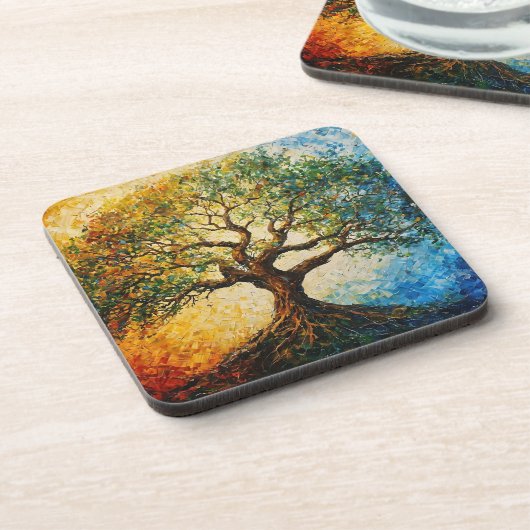 Wissensbaum - Ölgemälde Getränkeuntersetzer (Linke Seite)