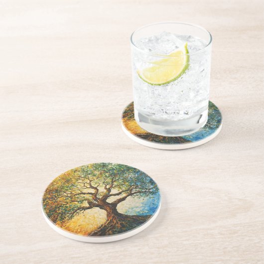 Wissensbaum - Ölgemälde Getränkeuntersetzer (Seite)