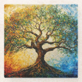 Wissensbaum - Ölgemälde Glasuntersetzer (Vorderseite)