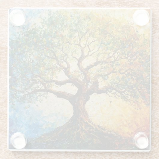 Wissensbaum - Ölgemälde Glasuntersetzer (Rückseite)