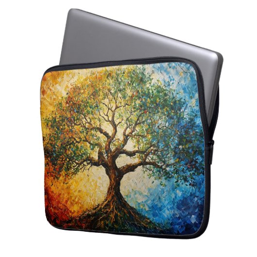 Wissensbaum - Ölgemälde Laptopschutzhülle (Vorderseite Links)