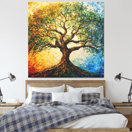 Wissensbaum - Ölgemälde Leinwanddruck (Insitu (Schlafzimmer))