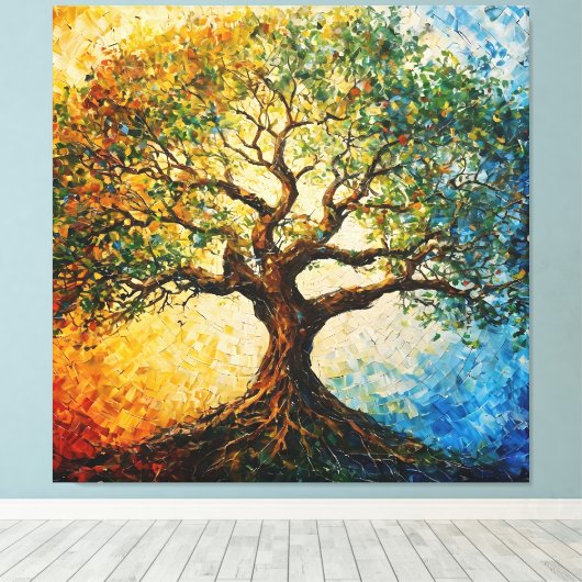 Wissensbaum - Ölgemälde Leinwanddruck (Insitu (Holzboden))