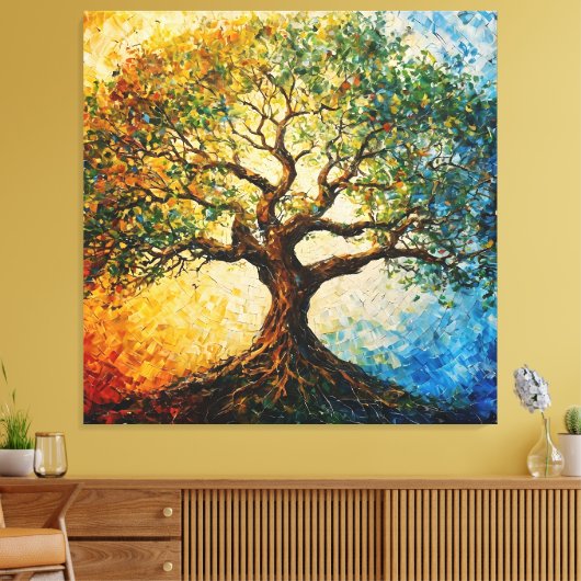 Wissensbaum - Ölgemälde Leinwanddruck (Insitu (Wohnzimmer))