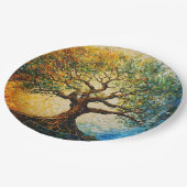 Wissensbaum - Ölgemälde Pappteller (Schrägansicht)