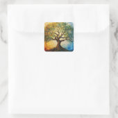 Wissensbaum - Ölgemälde Quadratischer Aufkleber (Tasche)