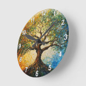 Wissensbaum - Ölgemälde Runde Wanduhr (Winkel)