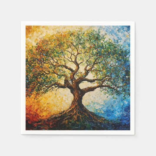 Wissensbaum - Ölgemälde Serviette (Vorderseite)