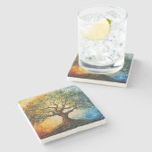 Wissensbaum - Ölgemälde Steinuntersetzer (Seitenansicht)