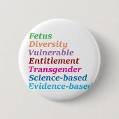 Wissenschaft basiert und andere verbotene Wörter Button (Vorderseite)