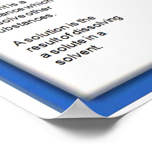 Wissenschaft, Chemie, Lösungen, Lösungsmittel, Lös Poster (Ecke)