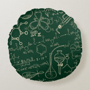 Wissenschaft, Chemie, vintage Labor Muster Rundes Kissen