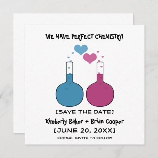 Wissenschaft der Liebe Save the Date einladen (Vorne/Hinten)