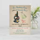 Wissenschaft Einladung Mikroskop am Geburtstag (Stehend Vorderseite)