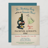 Wissenschaft Einladung Mikroskop am Geburtstag (Vorne/Hinten)