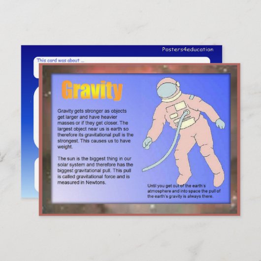 Wissenschaft, Gravitation Postkarte (Vorne/Hinten)