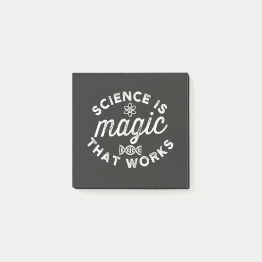 WISSENSCHAFT IST DIE FUNKTIONIERENDE MAGIE POST-IT KLEBEZETTEL (Vorderseite)
