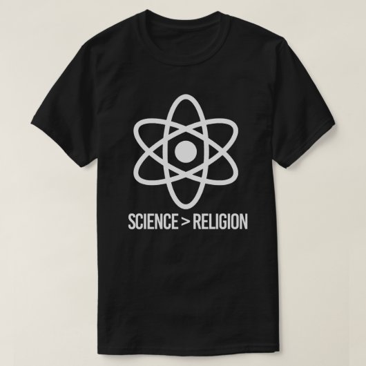 Wissenschaft ist größer als Religion T-Shirt (Design vorne)