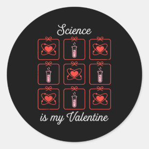 Wissenschaft ist mein Valentinstag Chemie Atom Rea Runder Aufkleber