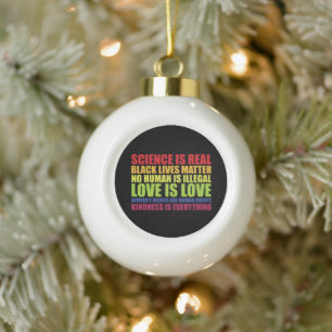 Wissenschaft ist real Schwarz ist Leben LGBT-Stolz Keramik Kugel-Ornament